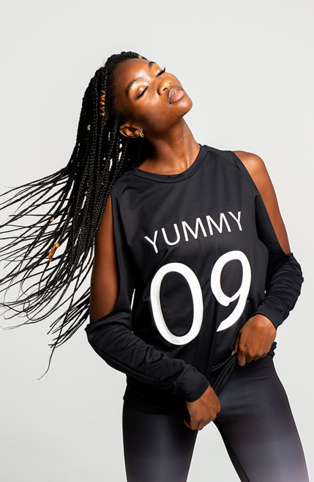 Frenchie Cold Shoulder sweatshirt depicts Yummy & Trendy® branding and favorite number. This cold shoulder athleisure silhouette is the perfect cross-functional fashion top. Whether you’re in the studio or out on the town with your friends, the cold shoulder is designed to provide you with a comfortable, flattering fit all day long.