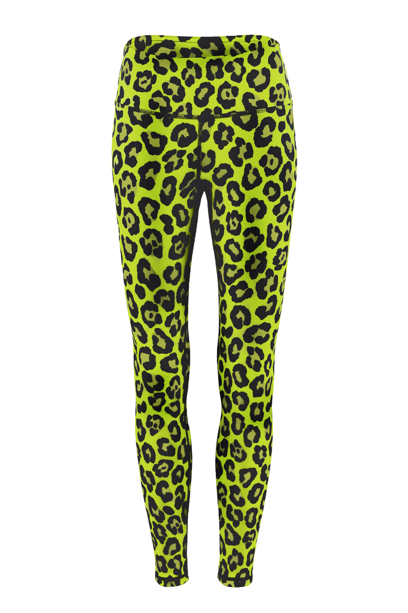 Neon Yellow Cheetah Velvet Leggings | Women's